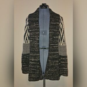 LUCKY BRAND Black & White Pattern Cardigan